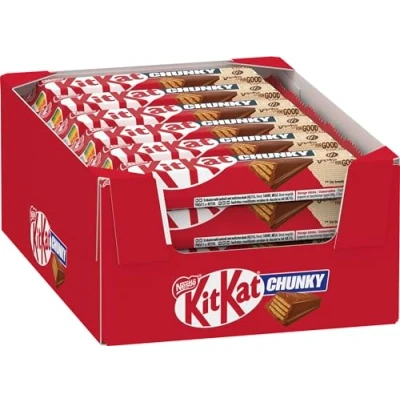 Bild av NESTLÉ KITKAT CHUNKY Klassisk chokladbar, krispig bar med mjölkchoklad och våffla, 24 pack (24 x 40 g)
