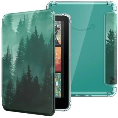 Bild av MoKo Case for All new 7&quot; Kindle Paperwhite 12th Gen 2024&amp;Kindle Colorsoft Signature Edition 2024, Ultra Clear Soft Flexible Transparent TPU Back Cover Light Shell with Auto Wake/Sleep, Green Forest