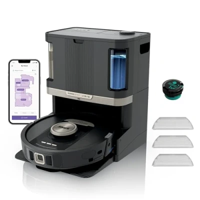 Bild av Shark PowerDetect 2 i 1 robotdammsugare &amp; mopp, NeverTouch Pro 60 dagars självtömmande, självfyllande självrengörande dammsugare, 3D LiDAR navigering, NeverStuck, wifi/app/Alexa, svart, RV2800ZEEU