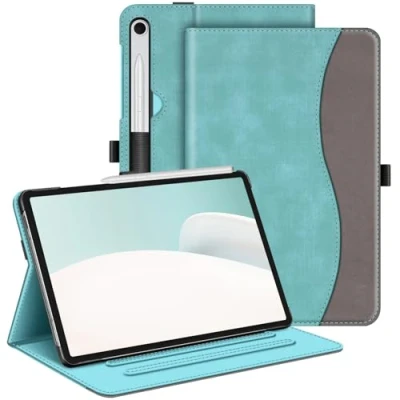 Bild av FINTIE Fodral för Samsung Galaxy Tab S9 FE 10,9 tum/Galaxy 11 tum 2023, flervinkels visningsskydd med ficka, automatisk sov/vakna, denim turkos