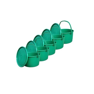 Bild av MiG hink med lock plasthink bygghink sandhink för kök av flexibel plast motståndskraftig mot mekaniska skador kapacitet 4 l 5 stycken grön