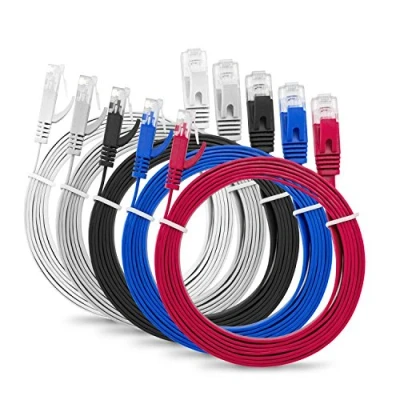 Bild av MutecPower Multi kabel SLIM FLAT 0,5 Cat6 RJ45 Ethernet Network Patch LAN flerfärgad &quot;5 pack meter + 15 buntband