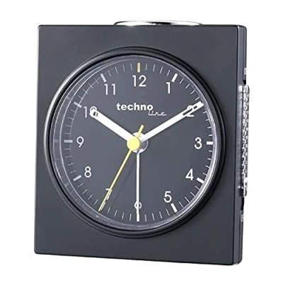 Bild av Technoline quartz väckarklocka modell Q, larm med snooze funktion, svart, svepande sekundvisare, analog, SMADH