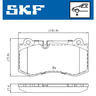Bild av SKF VKBP 80549 Jeu de plaquettes frein préparé pour indicateur d&#039;usure MERCEDES BENZ: Classe E Berline, S Berline