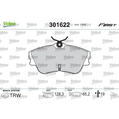 Bild av VALEO 301622 Jeu de plaquettes frein FIRST Essieu avant contact signal d&#039;usure exclu avec tôle anti bruit VOLKSWAGEN: Transporter 4