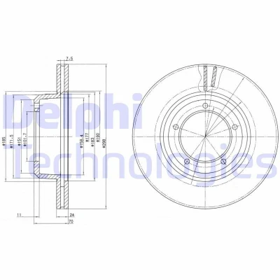 Bild av DELPHI BG2612C Disque de frein 298 24 5 ventilé revêtu non traité sans roulement roue, bague ABS LAND ROVER: Defender SUV, Range Rover 1