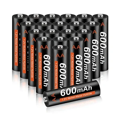 Bild av CITYORK Uppladdningsbara AA batterier 600mAh 20st 1,2V NI MH batterier, förladdade, låg självurladdning Idealisk för solcellslampor, fjärrkontroll, elektriska leksaker