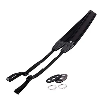Bild av JJC NS M1BK Neopren nackrem för spegellös eller DSLR kamera med två remöljetter (neoprenlängd 124 cm, bredd 3 cm) (svart), Svart, Fits Mirrorless Camera