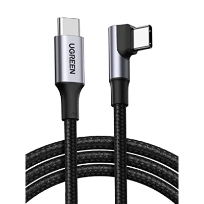 Bild av UGREEN 100W USB C till kabel Vinkel PD 3.0 PPS Laddningskabel 90 grader kompatibel iPhone 15 Pro Max, Galaxy S24 Ultra, M2 MacBook Pro/Air iPad 12.9 Mini 6 Steam Deck etc. (1m)