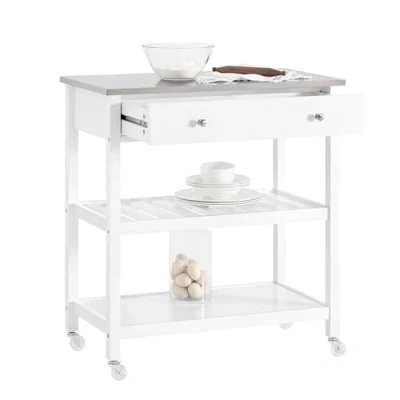 Bild av SoBuy köksö på hjul Sideboard vit Arbetsbord matsal och Kök FKW47 W