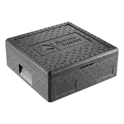 Bild av Thermohauser EPP termolåda, pizza svart med lock 12,5 liter 41 x 16 cm pizzabox för leveranstjänst