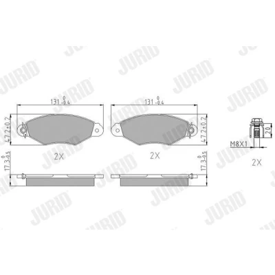 Bild av JURID 571931J Jeu de plaquettes frein contact signal d&#039;usure inclus avec accessoires RENAULT: Kangoo I Express, II / Grand