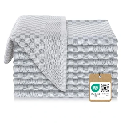 Bild av Vaily Premium diskhanddukar 10 pack torra handdukar av 100 % bomull superabsorberande Oeko TEX certifierad 70 x 45 cm grå