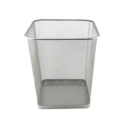 Bild av D.RECT papperskorg kontor 18 l papperskorg, av trådnät soptunna, metall kontorshink mesh fyrkantig, silver