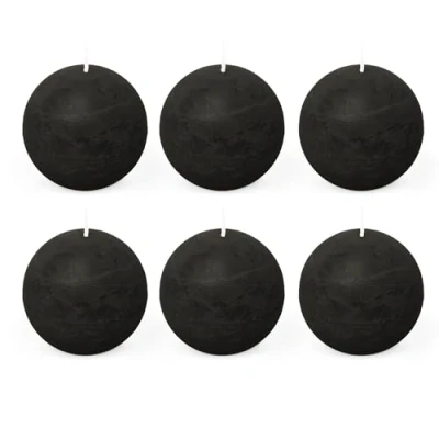 Bild av Spaas 6 Rustic Unscented Ball Candles 80 mm, 24 Hours, Black,0633225.018
