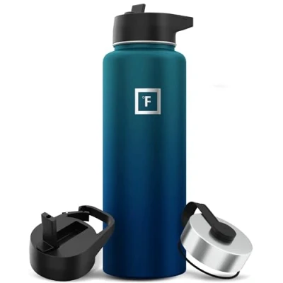 Bild av Iron Flask Sportvattenflaska 1 890 ml, 3 lock (sugrörslock), vakuumisolerat rostfritt stål, dubbelväggig, termomugg, metall kantin