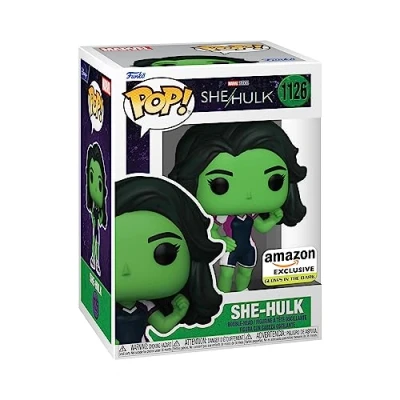 Bild av Funko Pop! Vinyl: Marvel: She Hulk Amazon Exklusiv vinyl samlarfigur presentidé officiella varor leksaker för barn och vuxna TV fans modellfigur samlare display