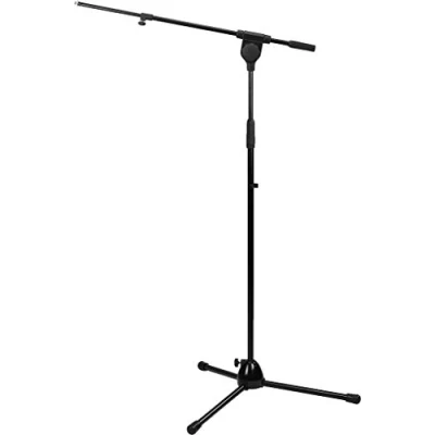 Bild av MONACOR MS 92/SW mikrofongolvstativ, mikrofonstativ i högklassigt utförande med längdinställning, svängbar vaddering och påfågeltryckta fällfötter, gänga 9 mm (3/8 tum), svart