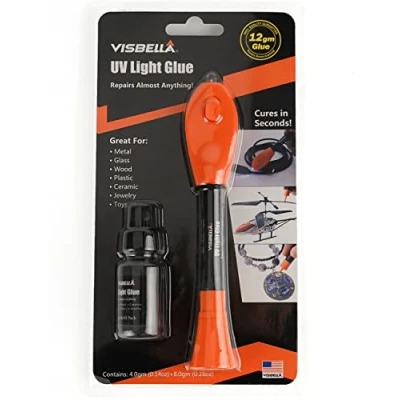 Bild av Visbella UV lim med lampa i set, reparationssystem ljushärdande lim, för glas, metall, trä, läder och plast, limning, fixering, modellering reparation (4 + 8 g)