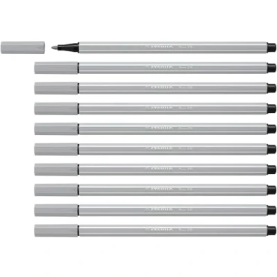 Bild av Premium tuschpenna STABILO Pen 68 ask med 10 Ljus kall grå