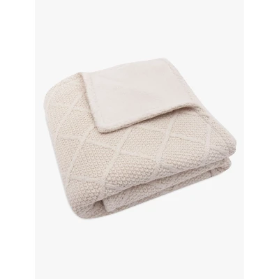 Bild av Jollein Stickad Filt Rutmönster med Teddyfleece, Oatmeal