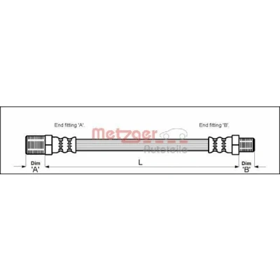 Bild av METZGER 4115148 Flexible De Frein 273 M3/8 x 24 ROVER: Mini 3 portes, AUSTIN: 3/5 portes