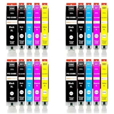 Bild av Amaprint 20 XL bläckpatroner kompatibel med Canon PGI 550 CLI 551 för Pixma IP7200 IP7250 IX6800 IX6850 MG5400 MG5450 MG5500 MG5550 MG5600 MG5650 MG5655 MG6400 MG6450 MG6600 MG6650 MX725 MX920 MX925