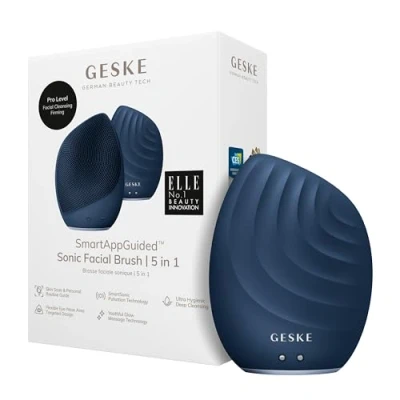 Bild av Geske Sonic Facial Brush 5 IN 1 SMARTAPPGUIDED Ansiktsvård tillbehör, Storlek: One Size, Midnight