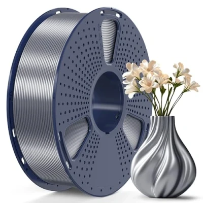 Bild av SUNLU PLA Plus glänsande 3D skrivarfilament, 1,75 mm, silke PLA+, filament, grå, +/ 0,02 1 kg spole för FDM skrivare