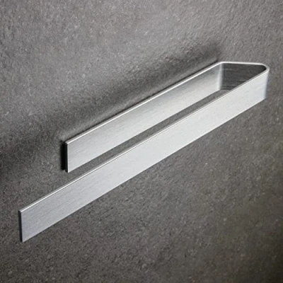 Bild av Designfabrik Hamburg Handdukstork utan borrning för badrum &amp; kök handduksring Självhäftande vägghållare handdukar 40 cm Modern design Borstad Silvergrå
