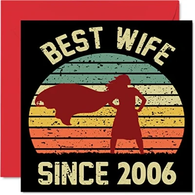 Bild av 18 årsjubileumskort för fru från make Best Wife Since 2006 jag älskar dig gåvor, grattis på års bröllopsjubileumskort partner, 145 mm x gratulationskort till artonde årsdagar
