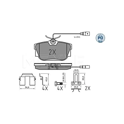 Bild av MEYLE 025 234 4616/PD Jeu de plaquettes frein VOLKSWAGEN: Transporter 4 Bus, 4, Sharan I, SEAT: Alhambra FORD: Galaxy Mk1 MPV
