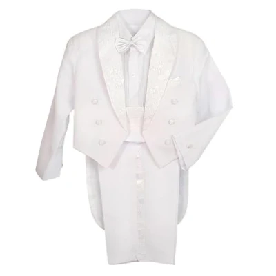 Bild av Lito Angels Bebisar Pojkar Smoking Bröllopskostym &amp; Blazers, Pageboy Dop Formell Outfit 5 Stycken Set med Cummerbund, Ålder 12 18 månader, Vit