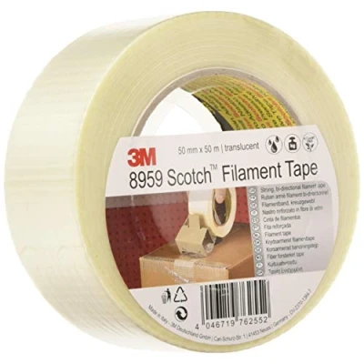 Bild av Scotch Dubbelriktad trådtejp 8959, kraftig, 50 mm x m, 0,15 tjock, genomskinlig