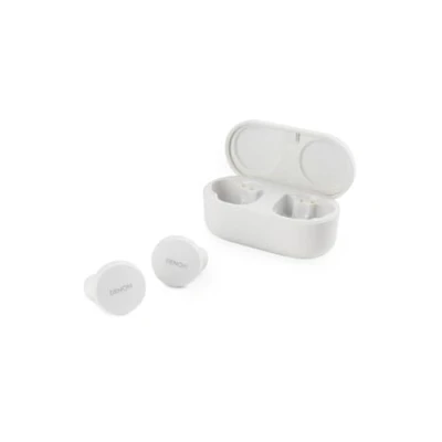 Bild av Denon PerL True Wireless Earbuds, personlig ljudprofil, brusreducerande öronsnäckor, vattentåliga hörlurar, med inbyggda mikrofoner och lång batteritid vit
