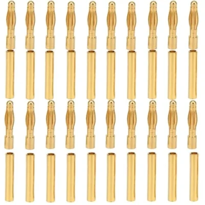 Bild av LinsyRC 20 par guldpläterad 2,0 mm 3,0 3,5 4,0 5,0 5,5 6,0 6,5 8,0 bananplugg kula hane och hona kontakt adapter för RC Lipo Batteri ESC motorer (20 MM)