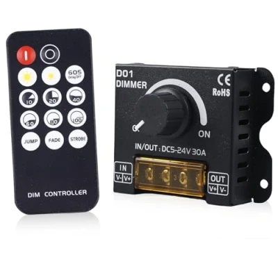 Bild av PWM dimningskontroll, LED dimmer DC 5 V 24 30 A RF, ljusslinga dimmer, strömbrytare roterande trådlös kontroll, med fjärrkontroll för remslampor
