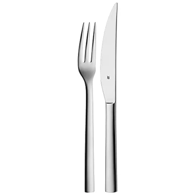 Bild av WMF Nuova 2 delad, för 1 person, biffgaffel, steakkniv, Cromargan polerat rostfritt stål, diskmaskinssäker