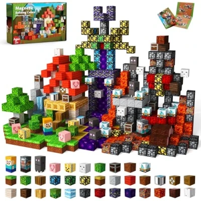 Bild av GoodyKing Magnetiska Byggklossar 150 delar Skogsäventyr med Tidsresesats Montessori leksaker 4 9 år Magnetic Building Blocks Kreativa Gåva till Pojkar &amp; Tjejer