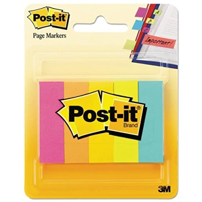 Bild av Post it 670 5 sj lvh ftande remsor Page Marker schmal, 15 x 50 mm, neoncolour 100 ark