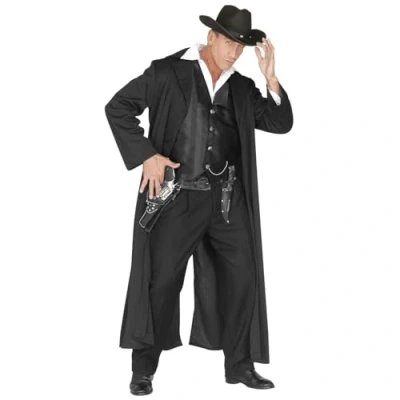 Bild av Widmann Dräkt Bounty Killer, kappa och väst, prisjägare, cowboy, vilda västern, temafest, karneval