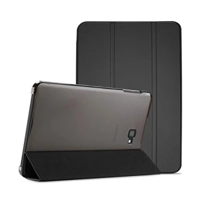 Bild av ProCase fodral till GalaxyTab A 10.1 2016 T580 T585 T587, ultratunt lätt stativ skal smart med genomskinligt och frostat skydd på baksidan svart