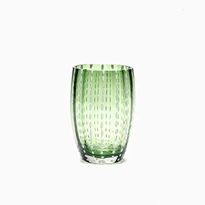 Bild av Zafferano Pärlor Handbearbetad tumlare glas klar cl 32 h 109 mm d 71 mm, set 6 stycken, grön engelsk