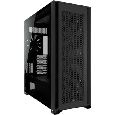 Bild av Corsair 7000D AIRFLOW Full Tower ATX Datorhölje (Frontpanel med högt Luftflöde, Tre inkluderade 140 mm Fläktar PWM Repeater, Enkel Kabelhantering, Anpassningsbara Sidofästen för Fläktar) Svart