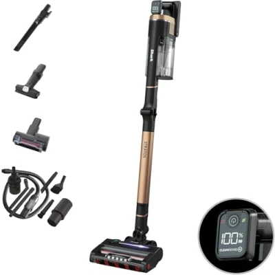 Bild av Shark Stratos Sladdlös Skaftdammsugare, PowerFins Plus, 60 min Körtid, Anti Hair Wrap &amp; CleanSense IQ Dammsugare med Bilsats, Verktyg för Husdjur, Trånga utrymmen Multi ytor, koppar IZ400EUTBK