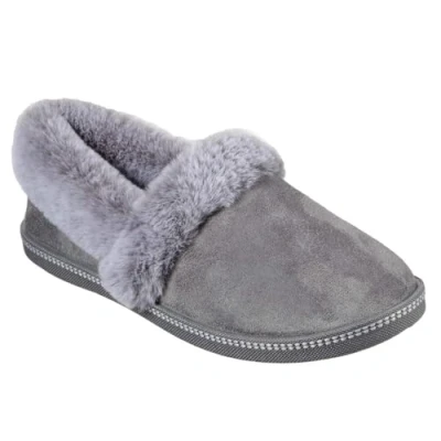 Bild av Skechers Mysigt Campfire team för damer, mikrofiber, med fuskpälsfoder, tofflor, Charcoal Microfiber mocka falsk päls linje, 37 EU