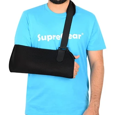 Bild av supregear arm Sling, Lätt justerbar Mesh Axel Immobilizer Rotator Cuff Stödbygel för Axelskador, Brutna och Frakturerade Ben, Passar Vänster Höger Män Kvinnor, XS