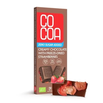 Bild av Krämig choklad med jordgubbar BIO 40g/NOLL socker, 0% tillsatt lågkolhydratsnack inulin probiotika, perfekt för lågkolhydrat och ketogena dieter