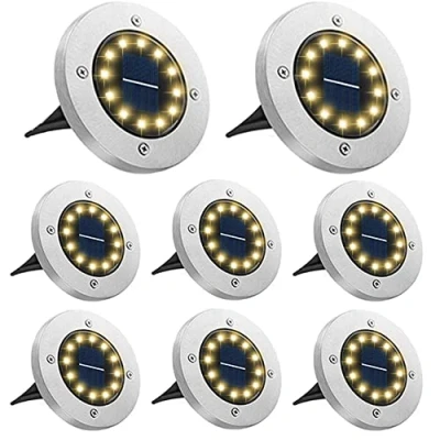 Bild av Bowfar Utomhus solcellsljus[8 delar], 12 LED 800 mAh, solcell, trädgård, vattentät, IP65, spotlight, dekorativt ljus för terrass, gräsmatta, trädgårdsväg, varmvitt
