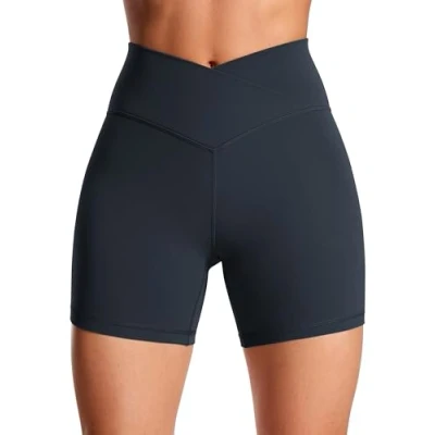 Bild av CRZ YOGA Damskie Butterluxe Crossover Spodenki rowerowe 5 Inches/Criss Cross High Waisted Trening do jogi Buttery Soft Sann marin S